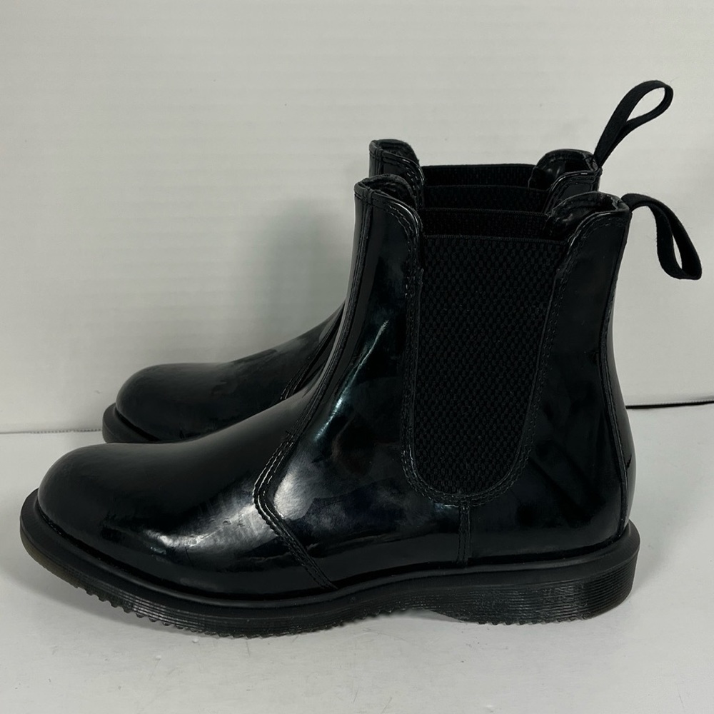 Doc Martens, Faun, Women's Black Patent Leather Chelsea Boots, Sz 7, NWOB